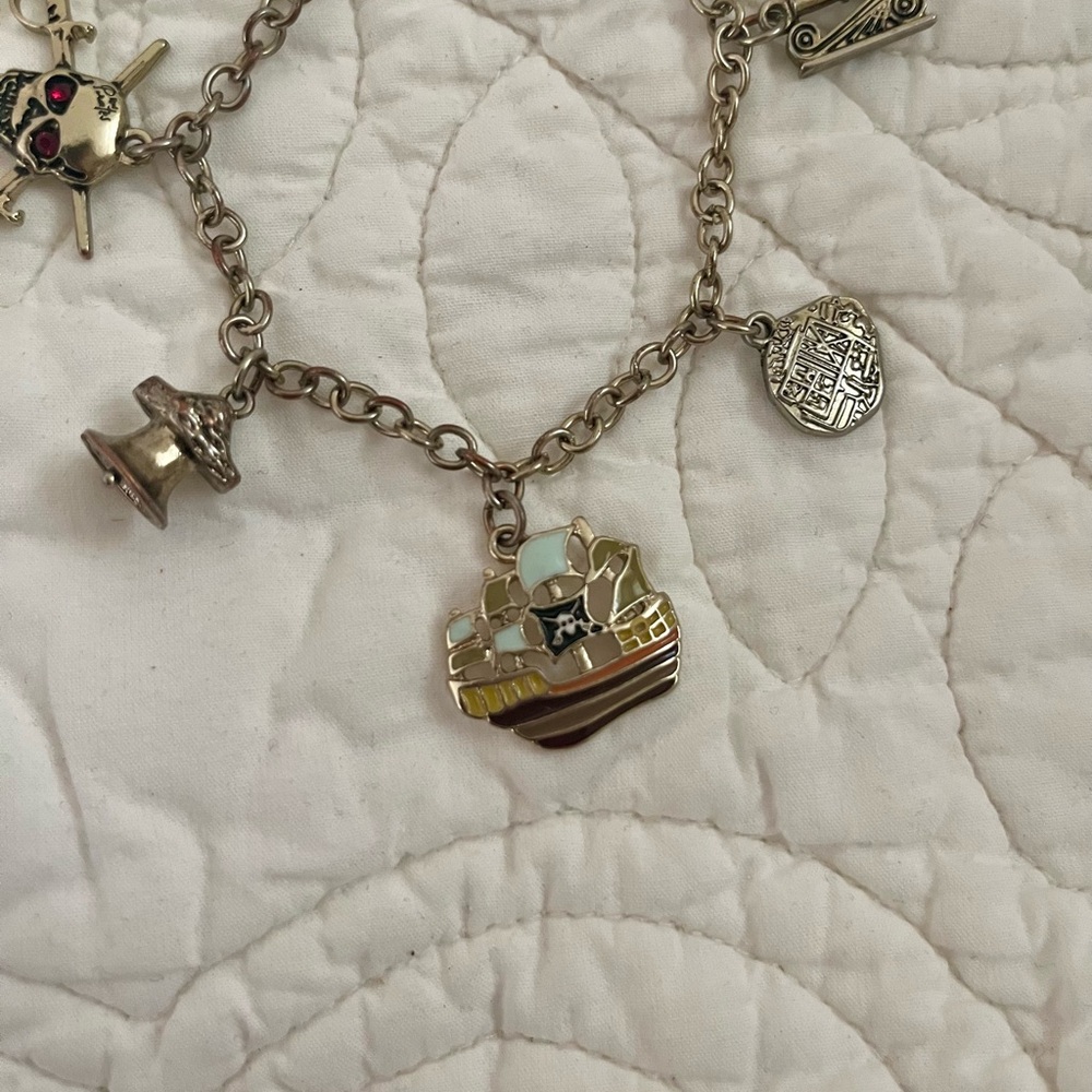 Nautical Pirate Ship Charm Bracelet with Skull and Treasure Charms Cape Cod - Picture 3 of 5